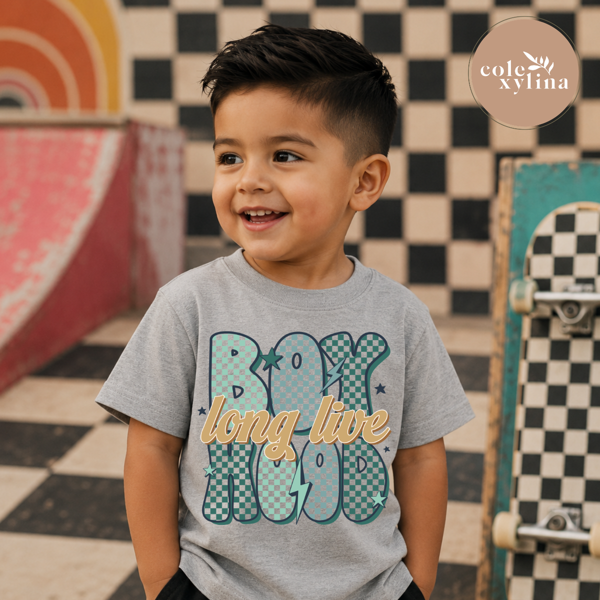 LONG LIVE BOY HOOD TRANSPARENT CHECKERED - DTF TRANSFER