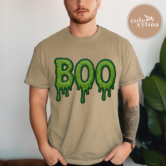 FAUX EMBROIDERY GREEN BOO - DTF TRANSFER