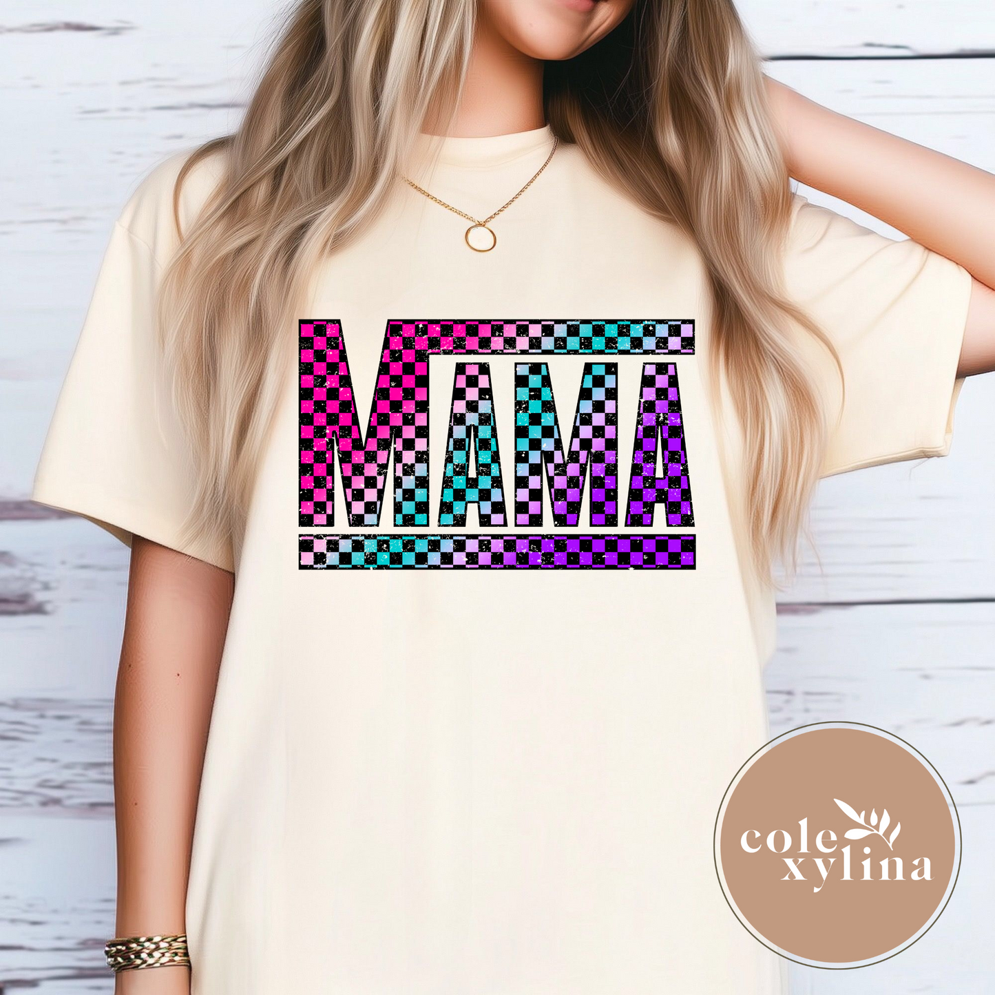 GRUNGE CHECKERED MAMA - DTF TRANSFER