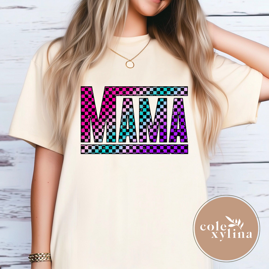 GRUNGE CHECKERED MAMA - DTF TRANSFER