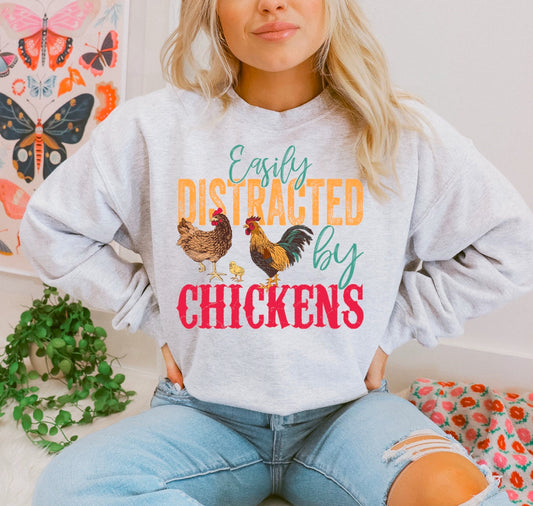 EASILY DISTRACTED BY CHICKENS - DTF TRANSFER