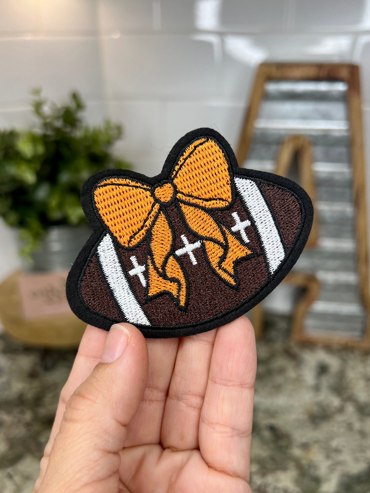 FOOTBALL BOW - MINI CHENILLE PATCH