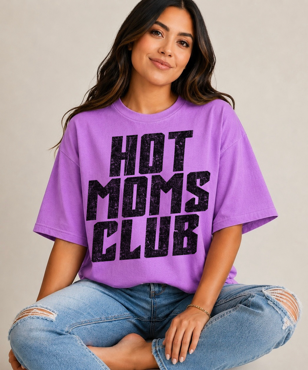 GRUNGE HOT MOMS CLUB BLACK - DTF TRANSFER
