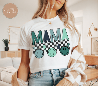 BLUE CHECKERED MAMA (2 OPTIONS) - DTF TRANSFER