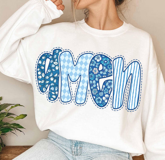 FLORAL BLUE AMEN (2 OPTIONS) - DTF TRANSFER