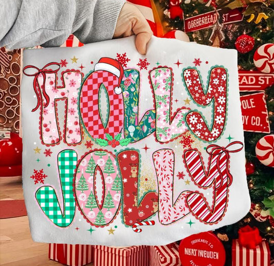 FESTIVE HOLLY JOLLY - DTF TRANSFER