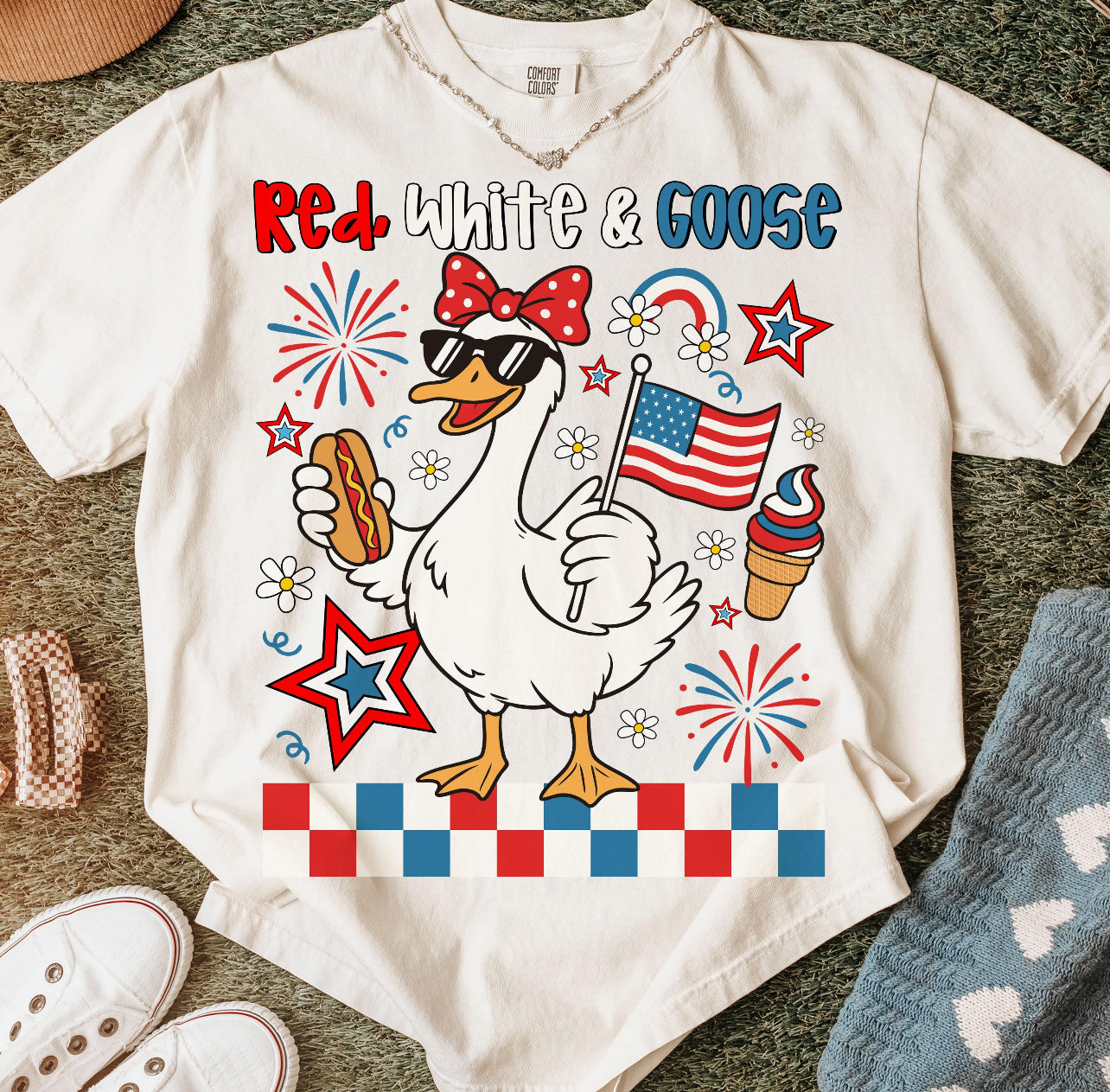 RED WHITE & GOOSE GIRL - DTF TRANSFER
