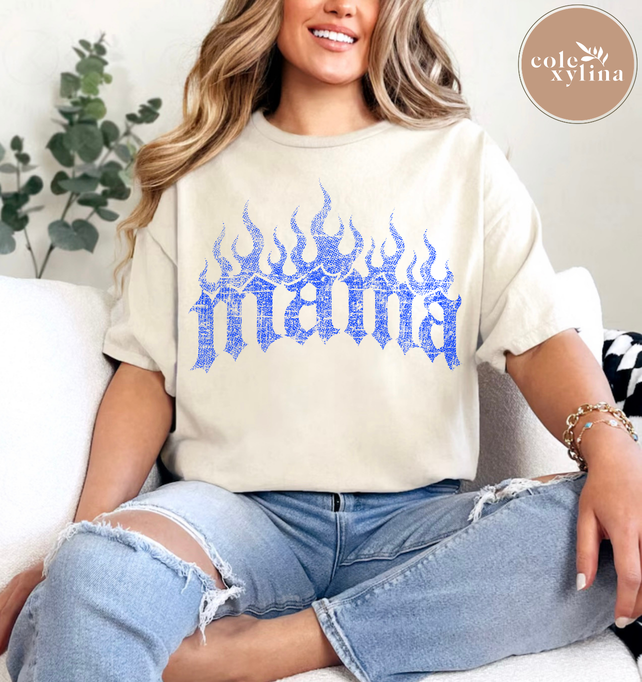 MAMA FLAME BLUE - DTF TRANSFER