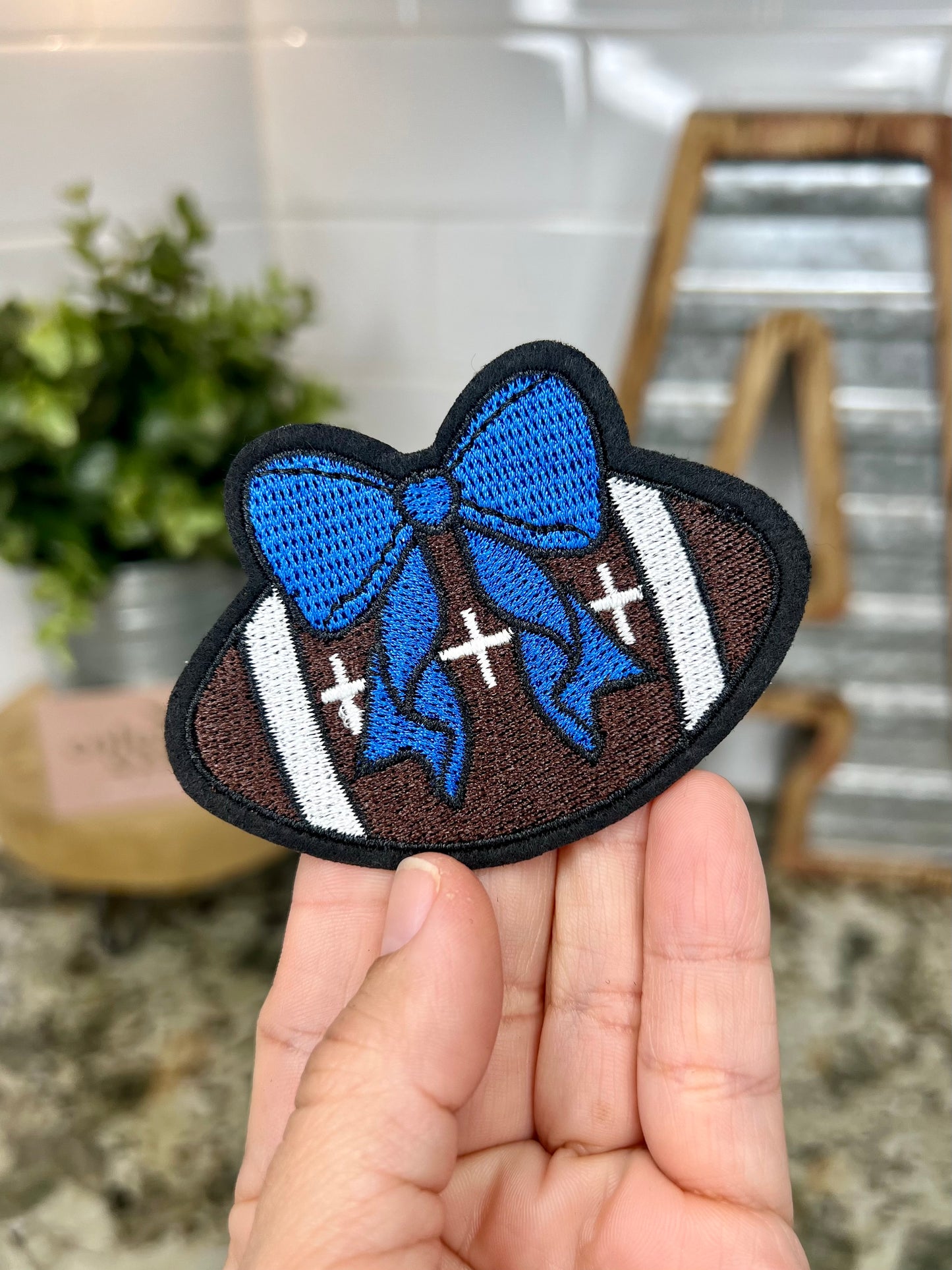 FOOTBALL BOW - MINI CHENILLE PATCH