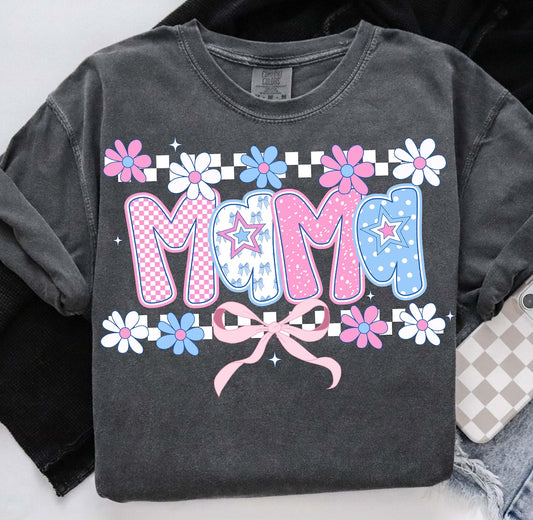 MAMA CHECKERED FLOWERS - DTF TRANSFER