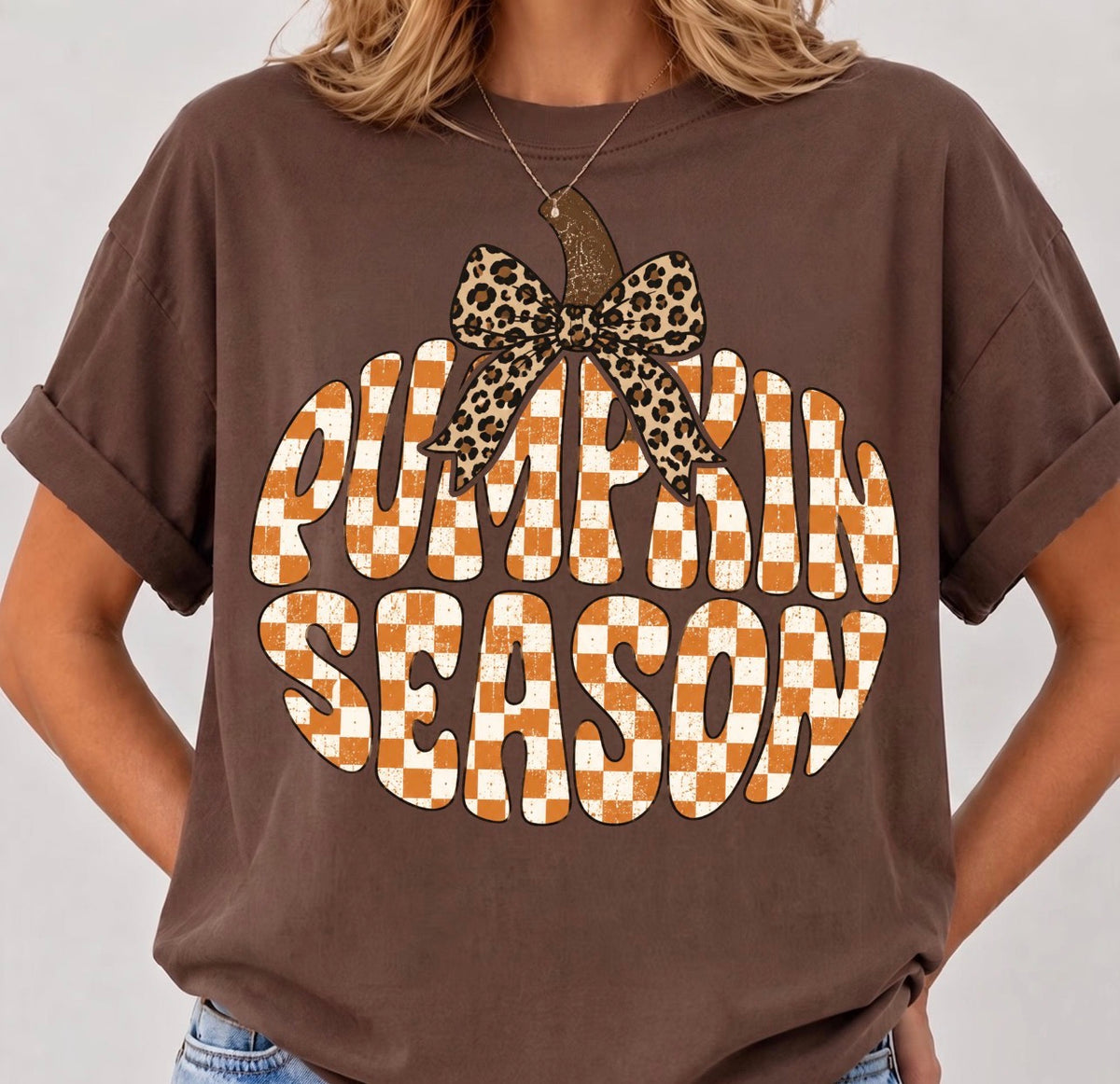 CHECKERED ORANGE PUMPKIN SEASON - DTF TRANSFER
