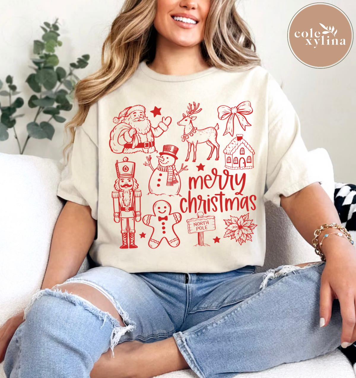 MERRY CHRISTMAS CLIP ART RED - DTF TRANSFER
