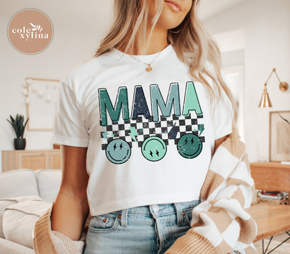 BLUE CHECKERED MAMA (2 OPTIONS) - DTF TRANSFER