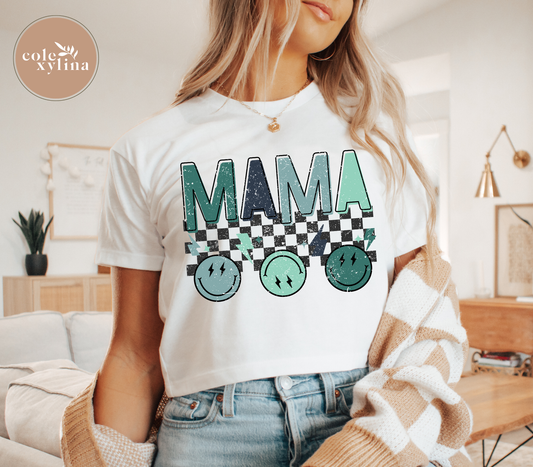 BLUE CHECKERED MAMA (2 OPTIONS) - DTF TRANSFER