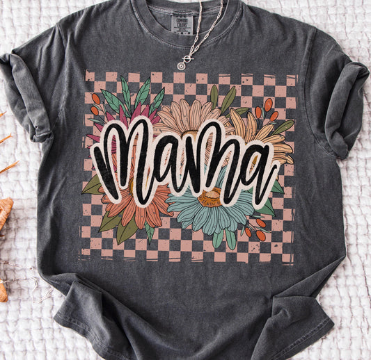 RETRO FLORAL CHECKERED MAMA A2 - DTF TRANSFER