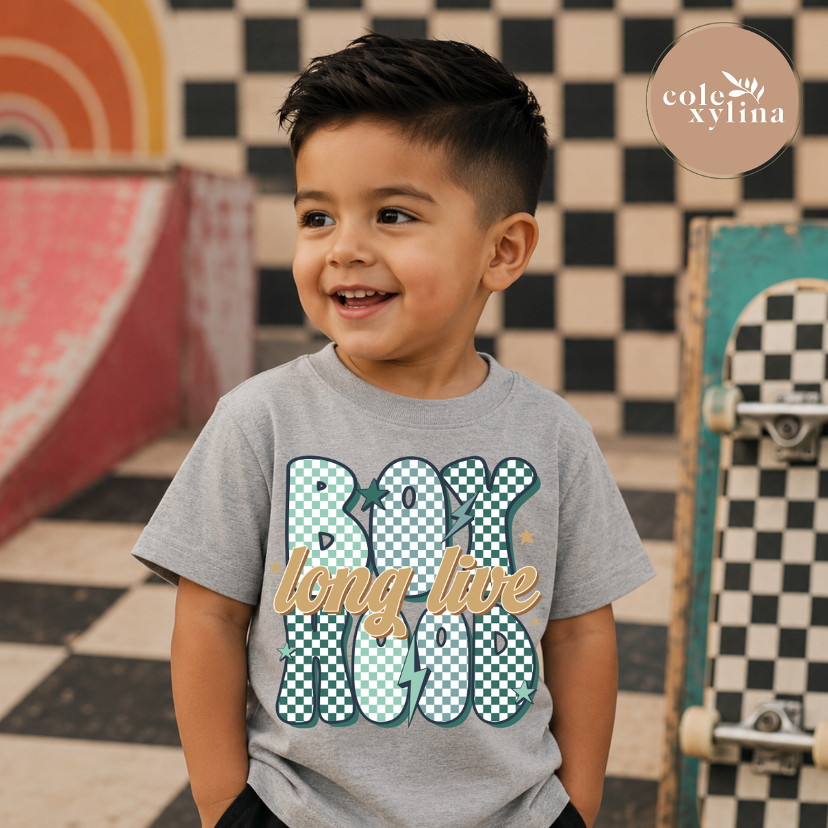 LONG LIVE BOY HOOD SOLID CHECKERED - DTF TRANSFER