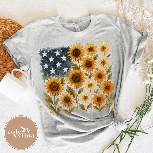 AMERICAN SUNFLOWER FLAG - DTF TRANSFER