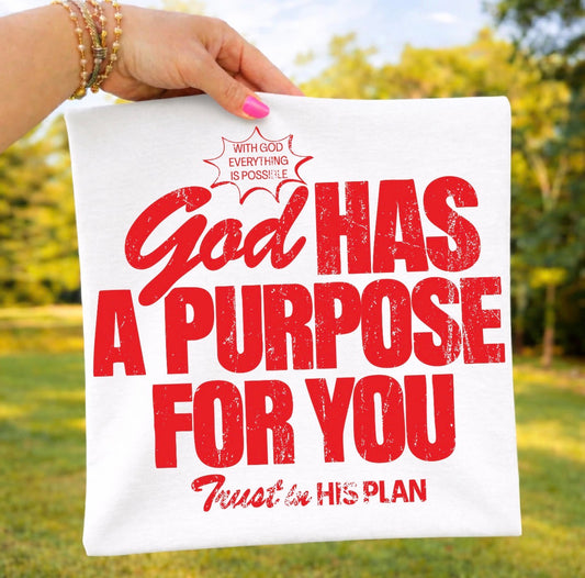 GOD HAS A PURPOSE FOR YOU RED - DTF TRANSFER