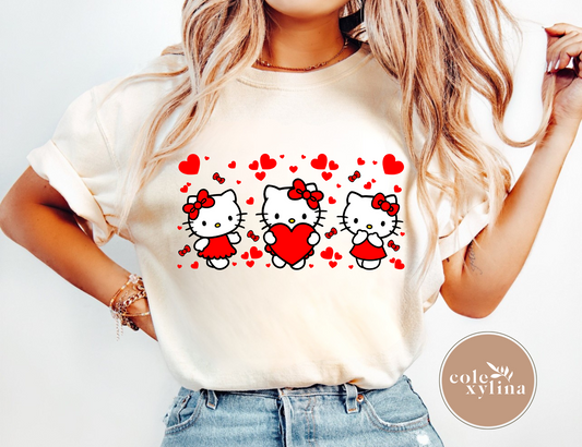 LOVE HEARTS KITTY - DTF TRANSFER