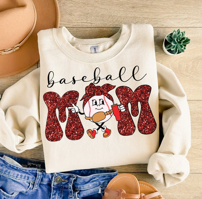 FAUX GLITTER BASEBALL MOM - SWEATER