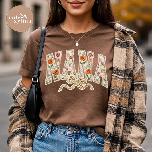 FAUX EMBROIDERY FLORAL NANA - DTF TRANSFER
