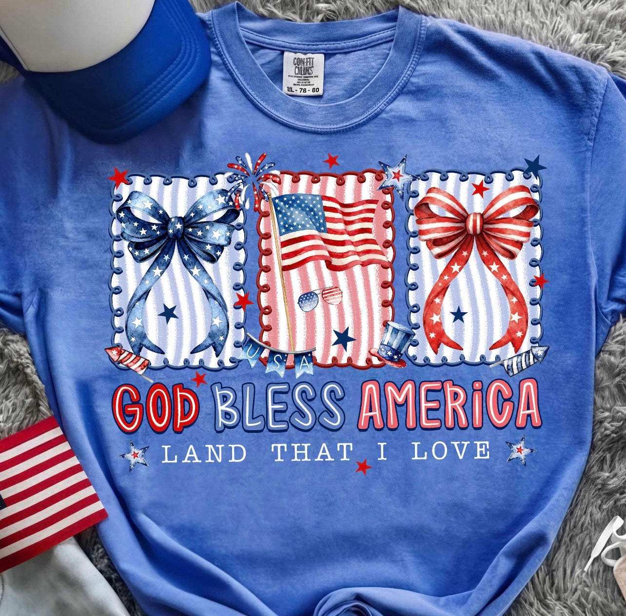 FRAMED GOD BLESS AMERICA THE LAND THAT I LOVE - DTF TRANSFER