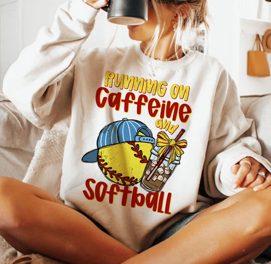 RUNNING ON CAFFEINE AND SOFTBALL - DTF TRANSFER