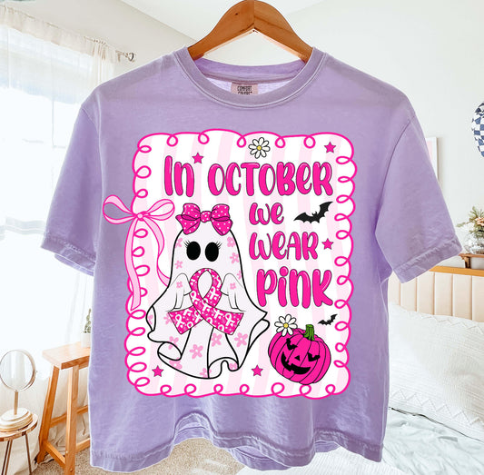 GHOST IN OCTOBER WE WEAR PINK - DTF TRANSFER