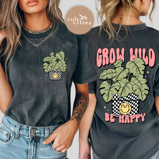 GROW WILD BE HAPPY SOLID (2 PIECES) - DTF TRANSFER