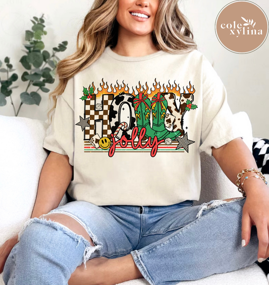 FLAMING HOLLY JOLLY - DTF TRANSFER