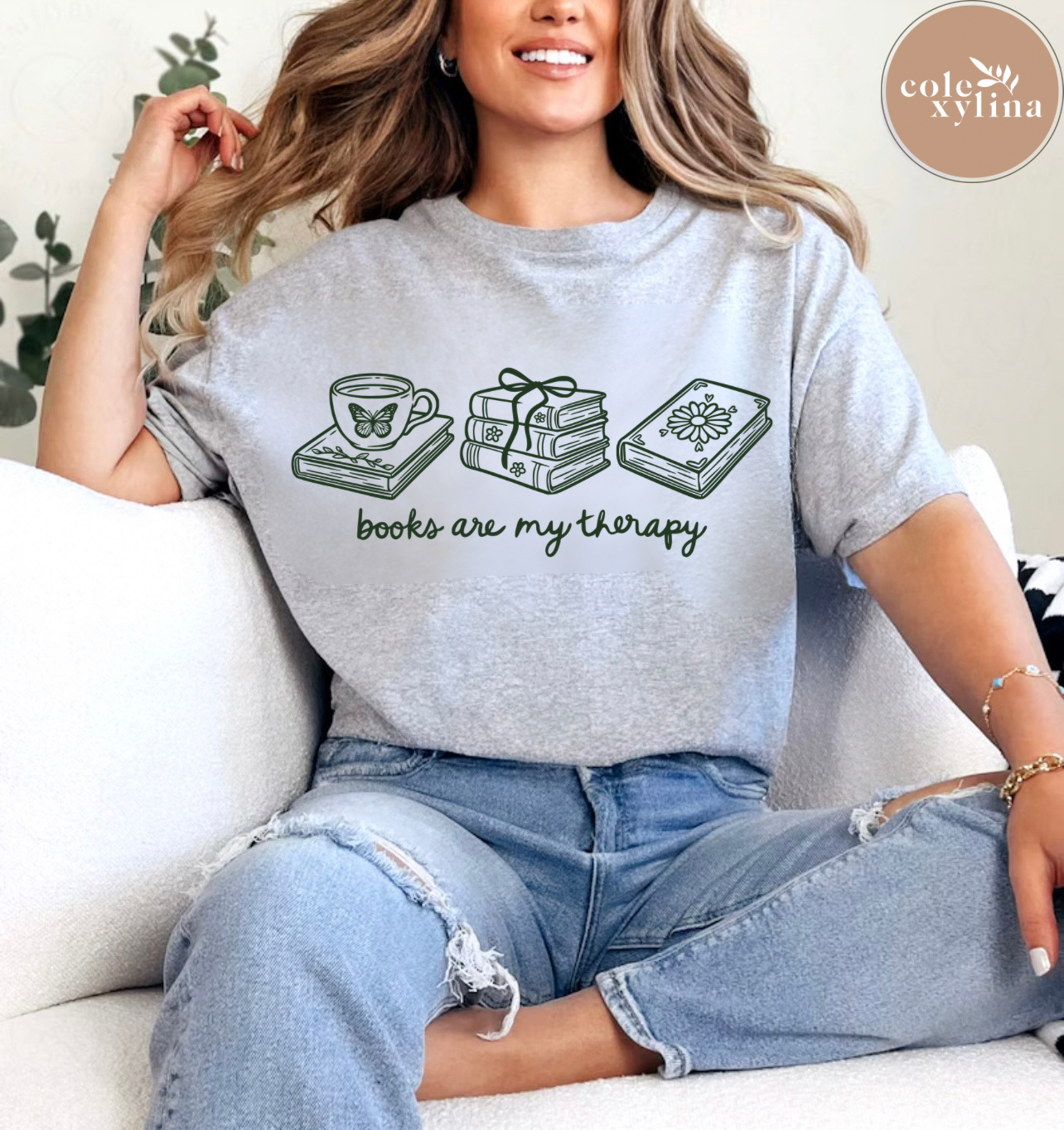 BOOKS ARE MY THERAPY GREEN - DTF TRANSFER