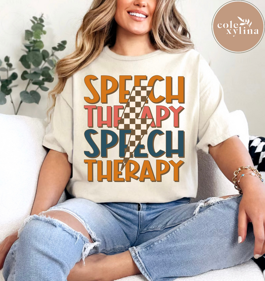 SPEECH THERAPY CHECKERED BOLT - DTF TRANSFER
