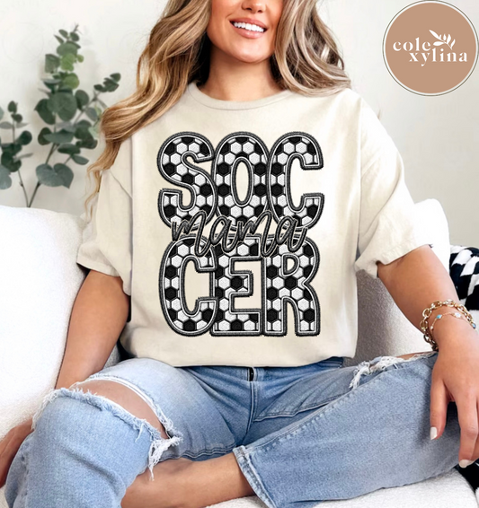 FAUX EMBROIDERY SOCCER MAMA - DTF TRANSFER