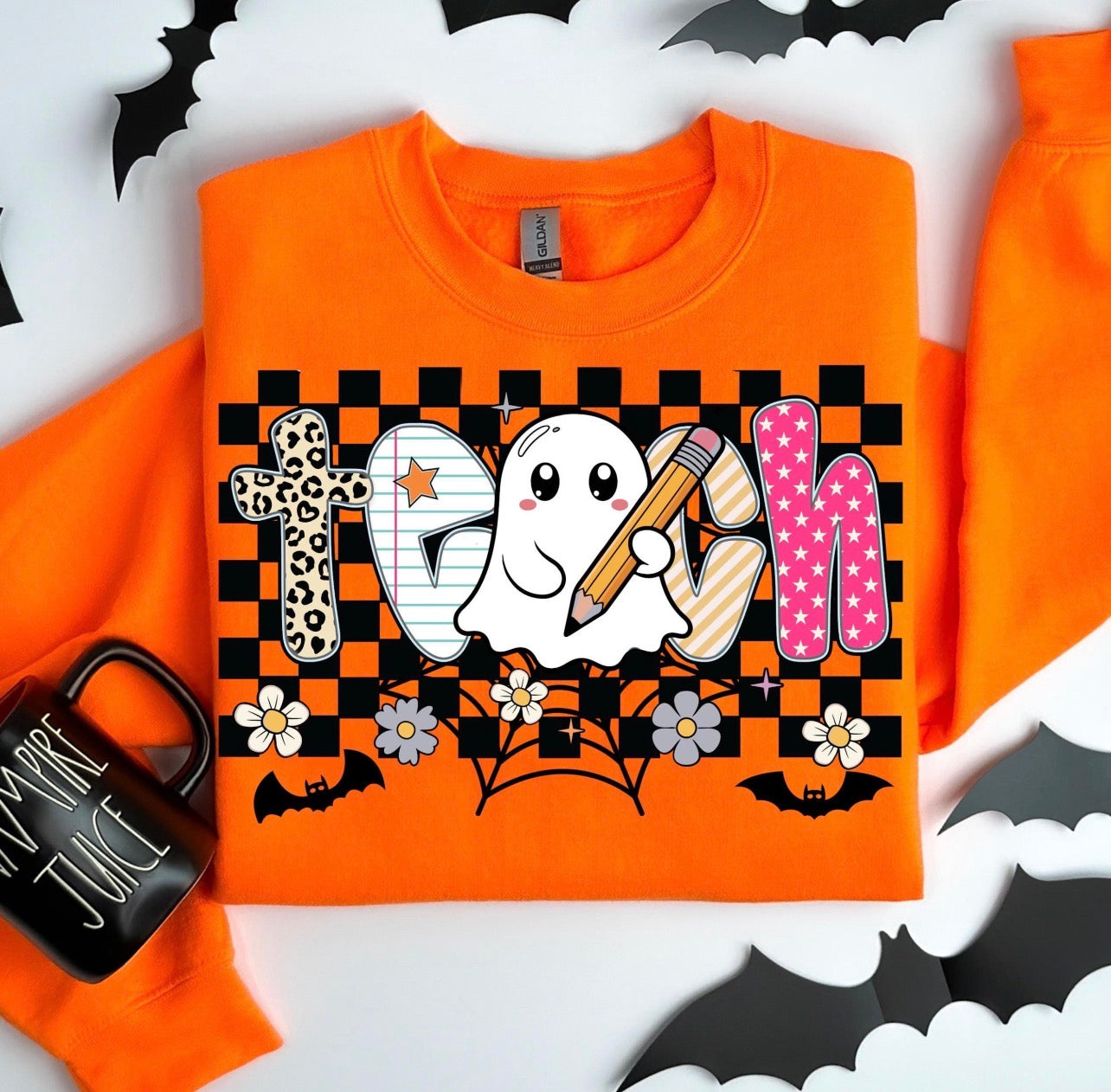 CHECKERED GHOST TEACH - DTF TRANSFER