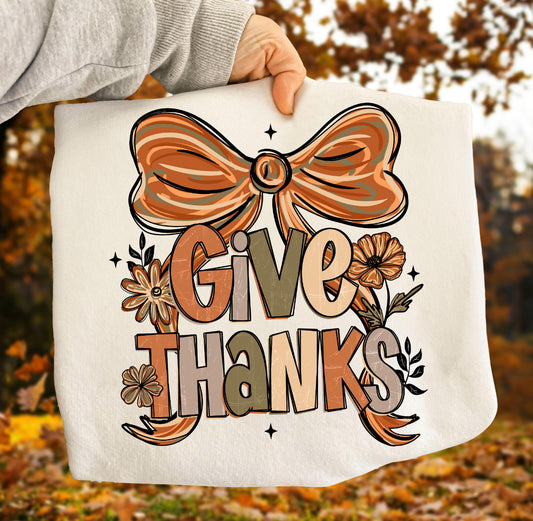 GIVE THANKS BOW - DTF TRANSFER