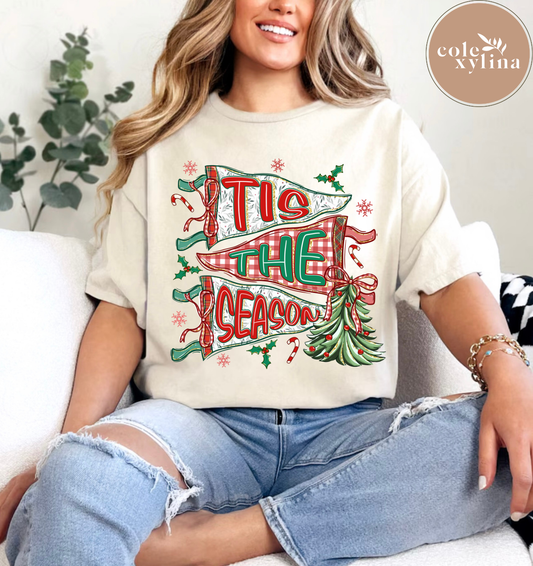 TIS THE SEASON CHRISTMAS FLAGS - DTF TRANSFER