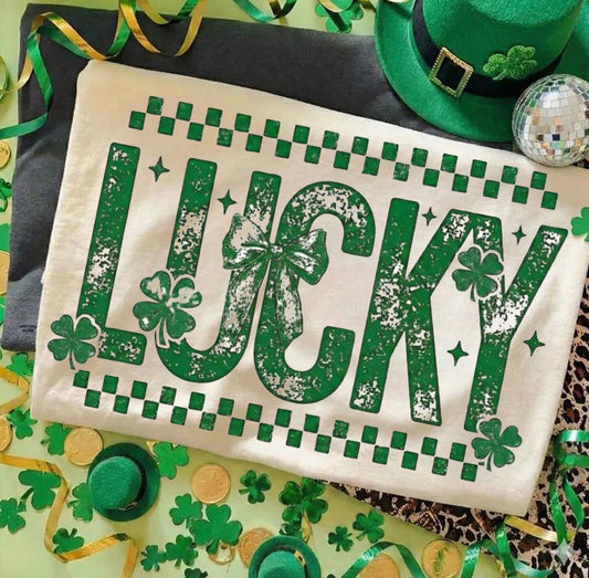 CHECKERED LUCKY CLOVERS  - DTF TRANSFER