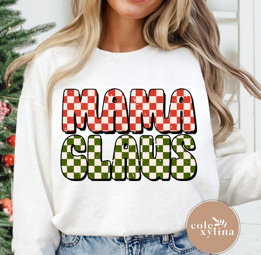 CHECKERED MAMA CLAUS (2 OPTIONS) - DTF TRANSFER