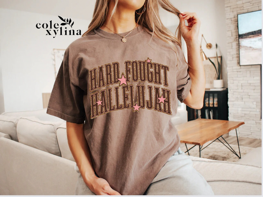 PINK STARS HARD FOUGHT HALLELUJAH - DTF TRANSFER