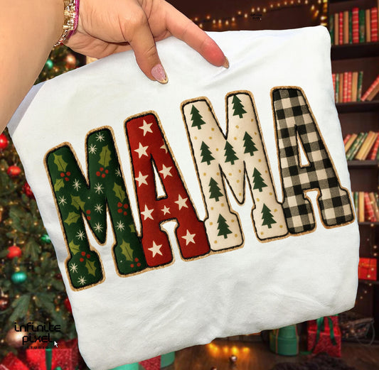 FAUX PATCH CHRISTMAS MAMA - DTF TRANSFER