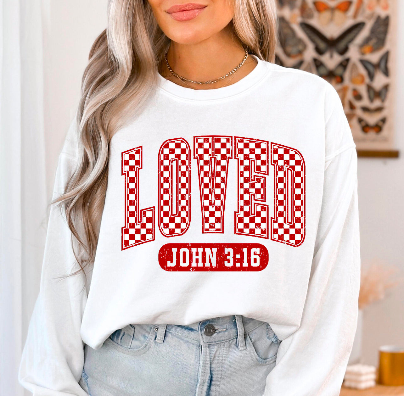 CHECKERED LOVED JOHN 3:16 - DTF TRANSFER