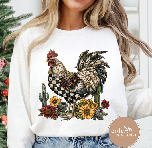 BOHO CHECKERED CHICKEN - DTF TRANSFER
