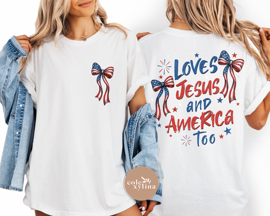 LOVE JESUS AND AMERICA TOO (2 PIECES SOLD SEPARATELY) - DTF TRANSFER