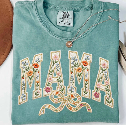 FAUX EMBROIDERY FLORAL MAMA - DTF TRANSFER