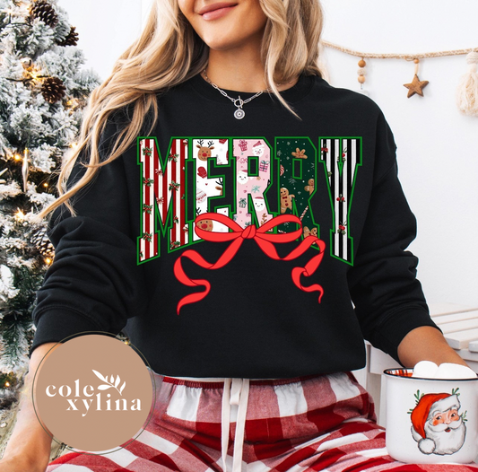 MINI RED BOW MERRY - DTF TRANSFER