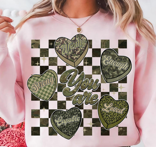 CAMO HEARTS YOU ARE - DTF TRANSFER