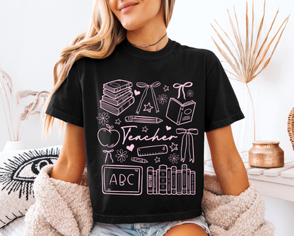 TEACHER DOODLES (3 COLOR OPTIONS) - DTF TRANSFER