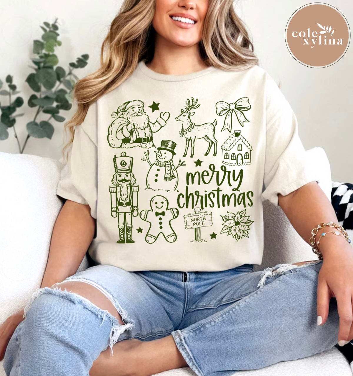 MERRY CHRISTMAS CLIP ART GREEN - DTF TRANSFER