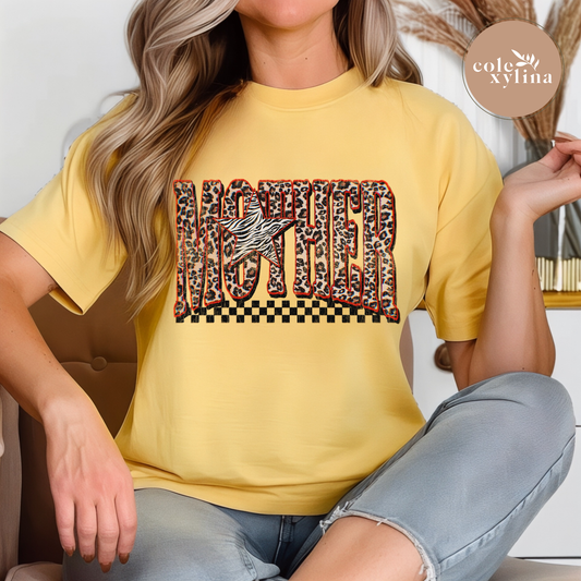RED TRIM LEOPARD MOTHER - DTF TRANSFER