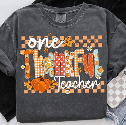 CHECKERED ONE THANKFUL TEACHER (2 OPTIONS) - DTF TRANSFER